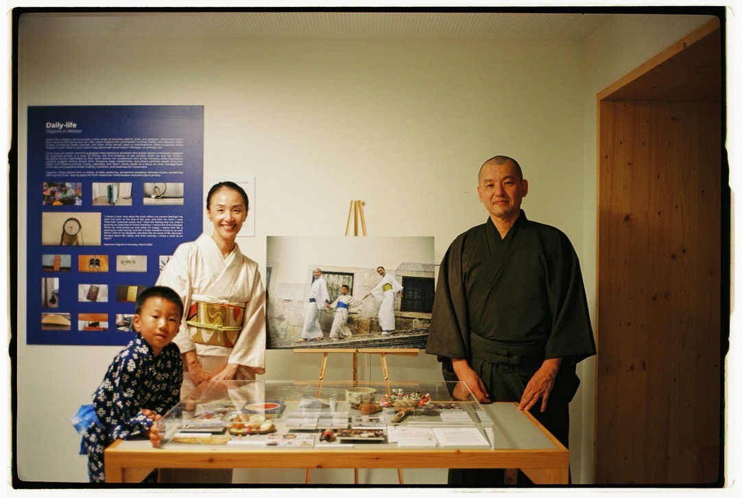 Japanese family in kimono at cultural exhibition in Germany