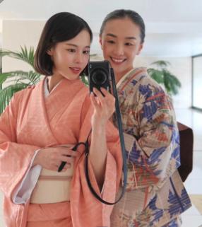 Two women in traditional kimono