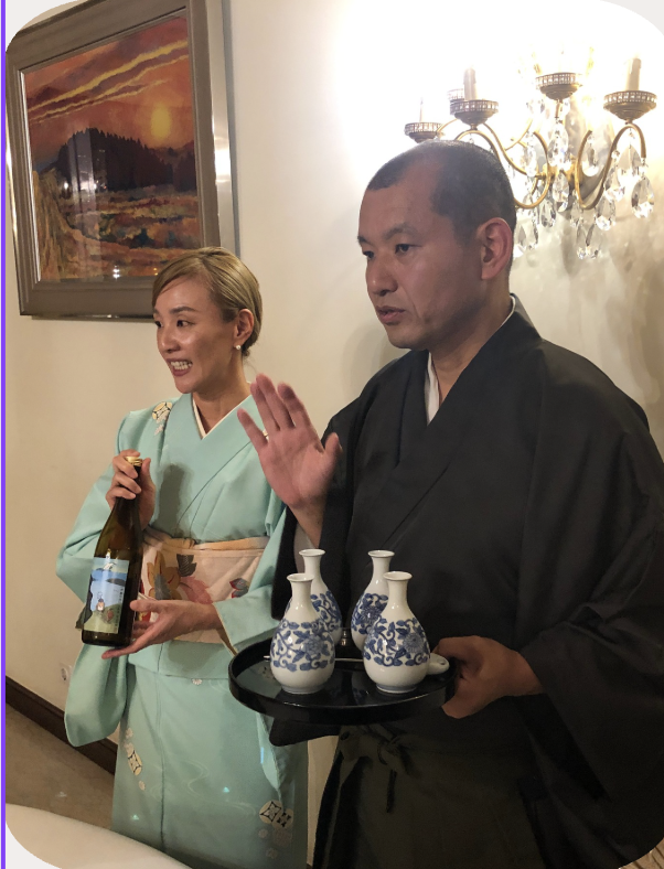 Japanese cultural event - Sake presentation with traditional kimono